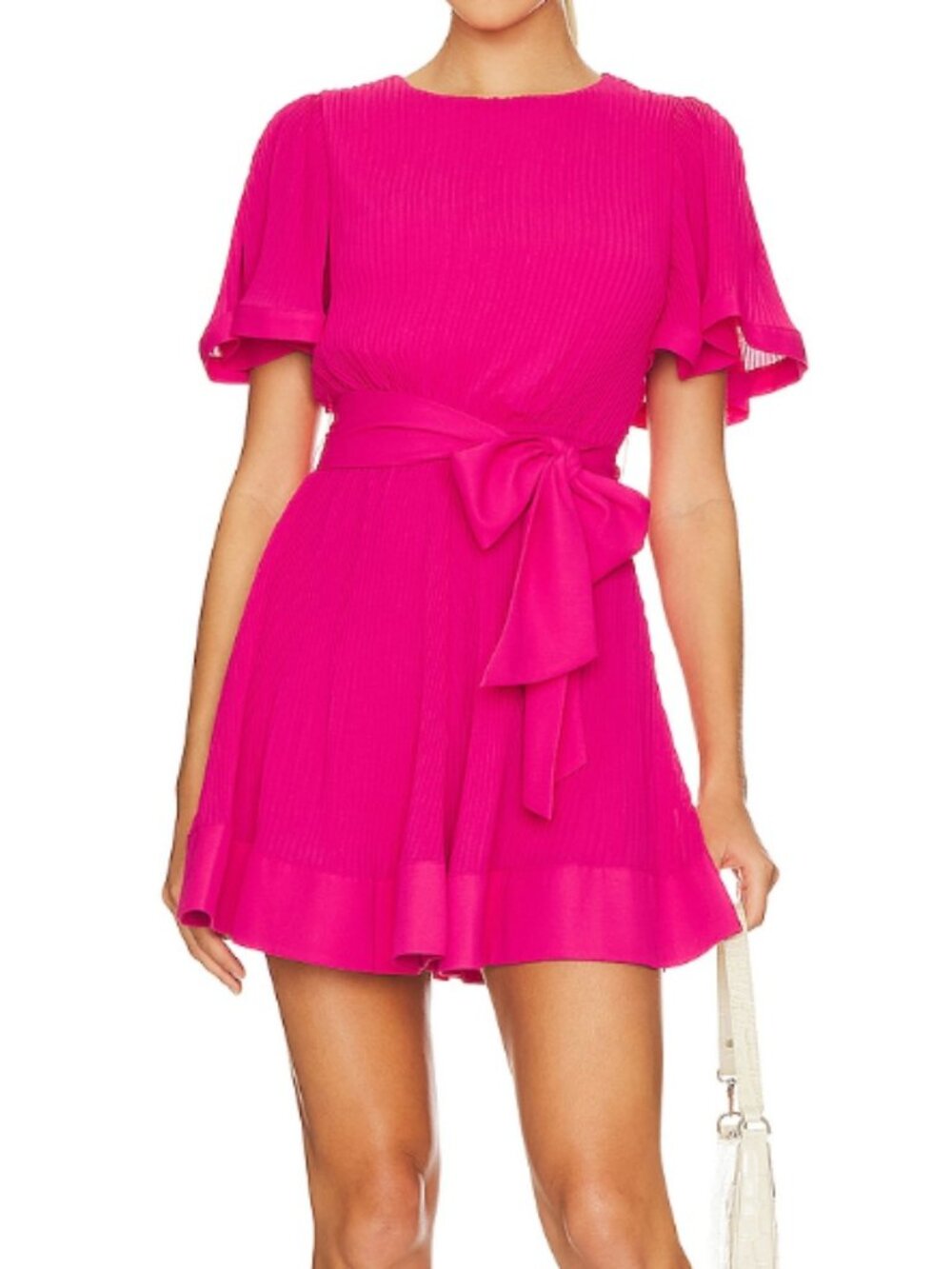 MILLY Lumi Pleated Mini Dress in PINK - Women's size 4